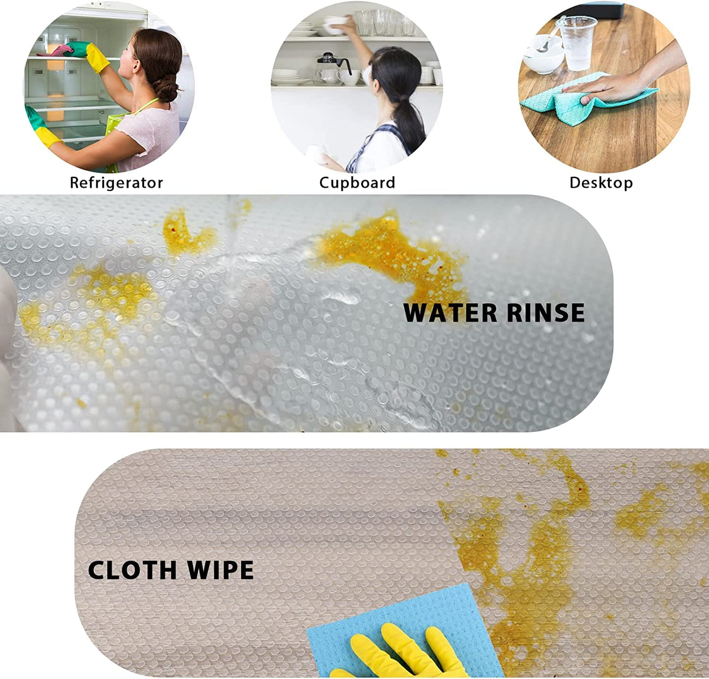 AKINLY 9 Pack Washable Waterproof Fridge Liners and Drawer Mats, Refrigerator Shelving Pads in White