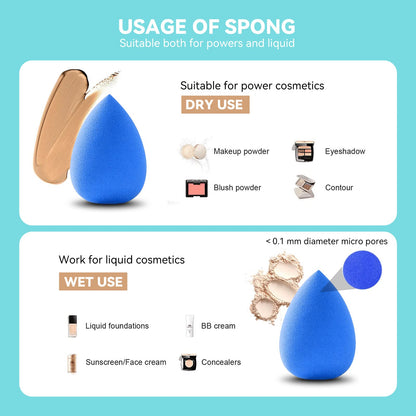 12 Pcs Black Makeup Sponges for Foundation Bulk Latex-Free Reusable big Beauty Sponge Blender Cosmetic Applicator For Powder Cream and Liquid Makeup Tools Set