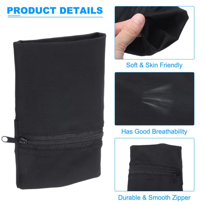 PATIKIL 6"x 4" Wrist Pouch, 2 Pcs Wrist Wallet Sports Wristband Wallet with Zipper Pocket for Running Jogging Hiking Cycling Yoga, Black