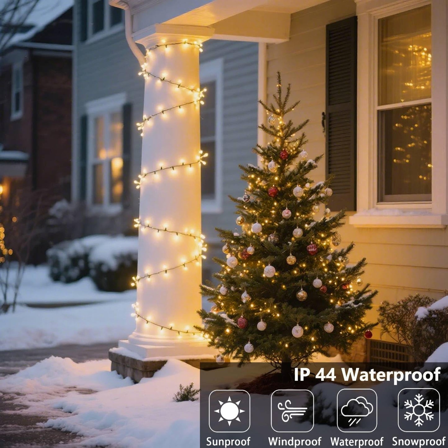 LED Cluster Lights, 400 LED Warm White Christmas Lights, 19.56FT Twinkle Christmas Tree Lights Outdoor, 8 Modes Plug in Fairy Lights for Xmas, Tree, Garland, UL Certification, Black Wire
