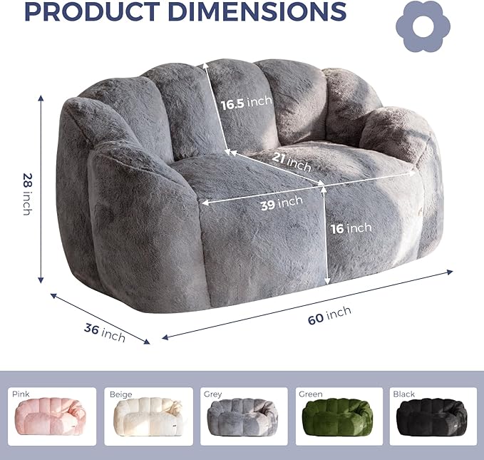 MAXYOYO Bean Bag Chair for Adults, Loveseat Floral Shaped Bean Bag Sofa