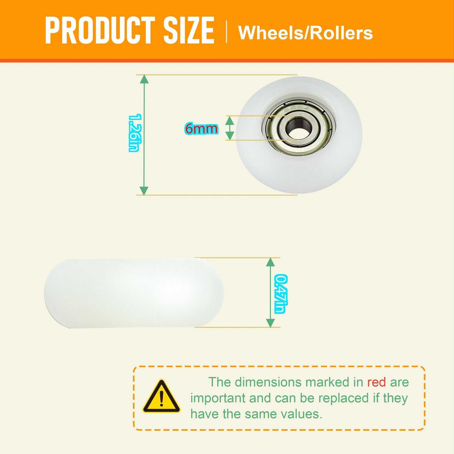DAFORE Upgraded Machined Wheels/Rollers Compatible with Total Gym,Replacement Parts for 2000 3000 Some 3000XL and a Few Early XL,The Bearing Bore Diameter is 6mm,4Pcs