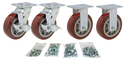 Toolbox Caster Set | 5x2 Polyurethane for Greenlee, Knaack and Other Job Boxes | All Mounting Hardware Included