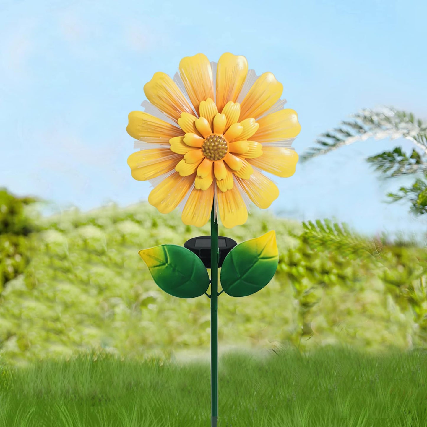 TSTGEE Solar Garden Stake Solar Flower with Fiber Lights Metal Sunflower Decorative Outdoor Lights Waterproof for Pathway Yard Lawn,Garden Gifts for Women,Mom,Grandma