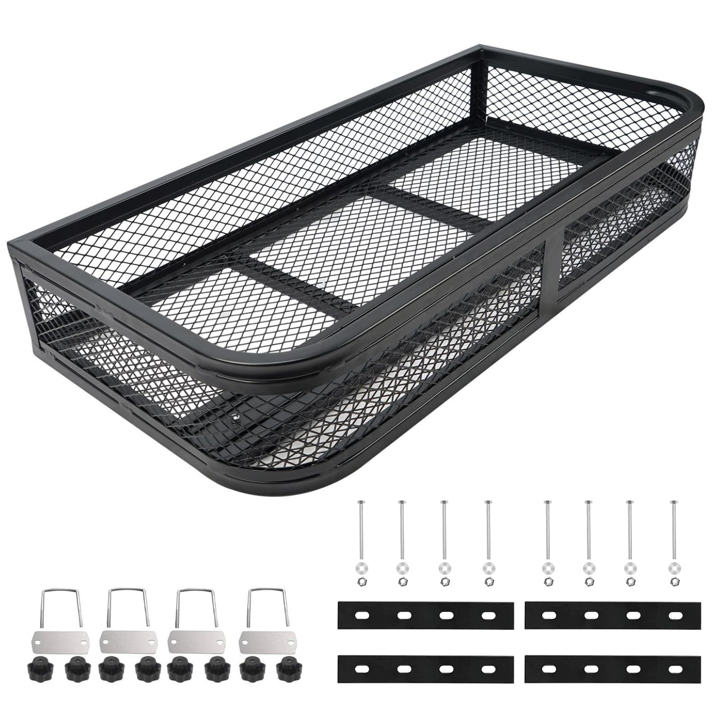 ORCISH Heavy Duty ATV Front Cargo Basket, 17" W x 36" L x 6" H Steel Mesh Rack with Mounting Kit, Universal ATV/UTV Storage Basket for Gear, Luggage, Camping, Hunting, and Outdoor Use