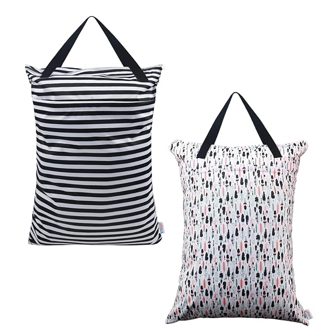 ALVABABY 2 Pack Large Wet Dry Bag Waterproof Hanging Cloth Diaper