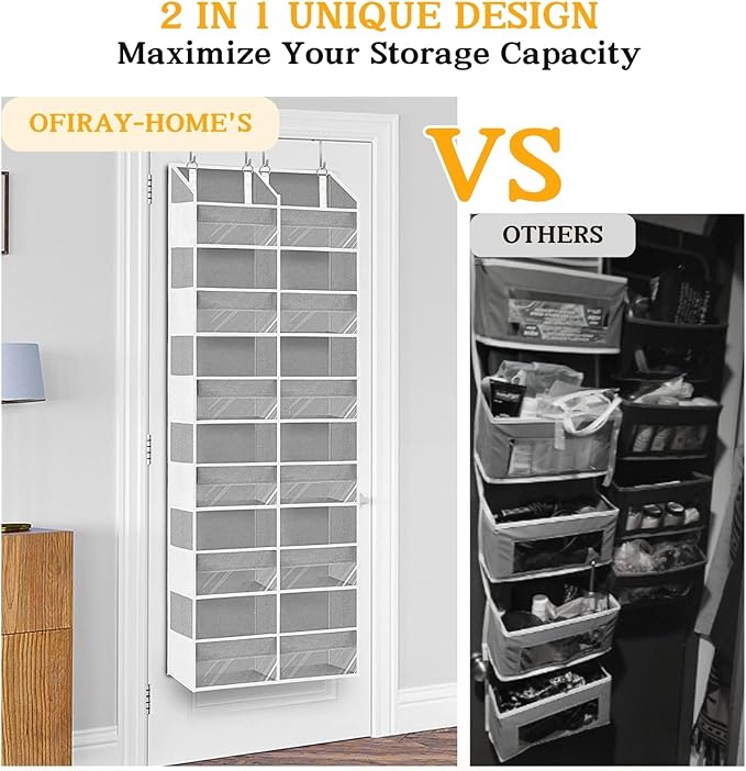 Over The Door Organizer 6 Tiers, Extra Large Behind Door Storage of 12