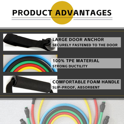 Professional Resistance Bands. Latex-Free, Work Out Bands, Stretch Bands for Working Out Women or Men, Exercise Bands Set for Physical Therapy (with Handle)