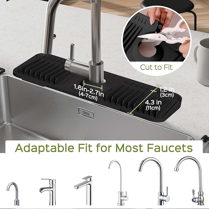 15 Inch Silicone Faucet Mat for Kitchen Sink Splash Guard – 2025 Upgraded