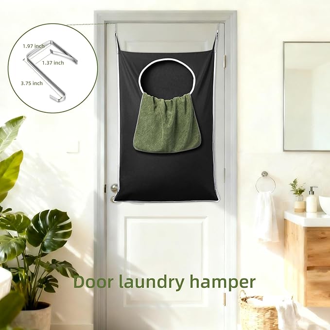 KEEPJOY XL Black Door Hanging Laundry Hamper, 36.5" x 22.5" Large Capacity
