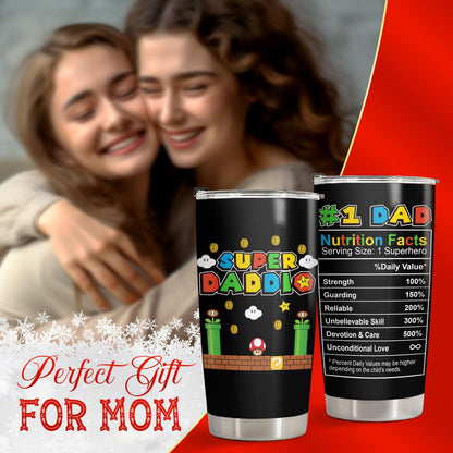 34HD Father Gifts, Daddio Tumbler with Lid 20 oz Stainless Steel, Dad Coffee Mug, Gamer Dad Present, Daddy Birthday Gifts from Daughter, Son, Wife Christmas Gift