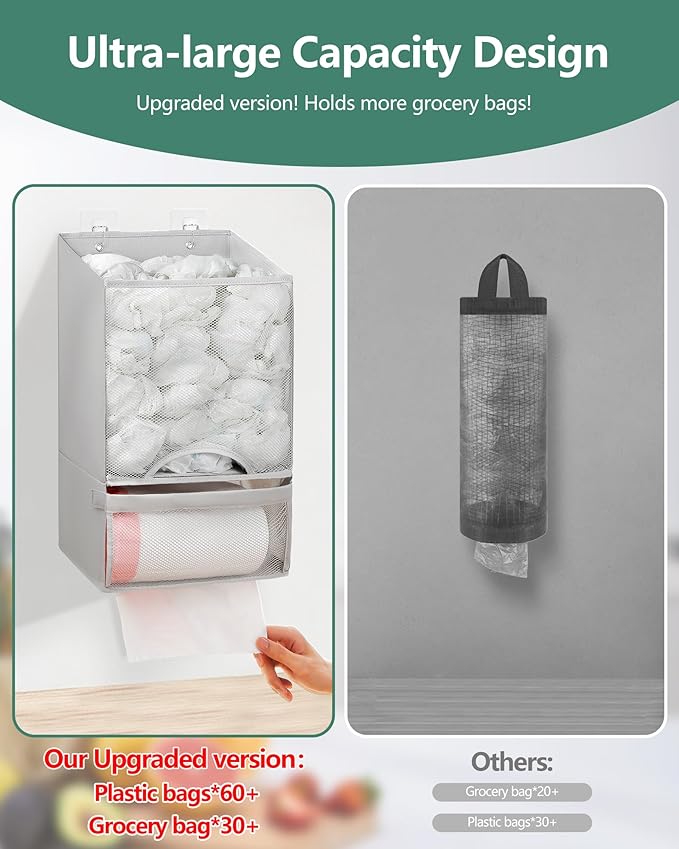 Bag Saver - Extra Large 2 in 1 Plastic Bag Holder Storage, Durable Mesh Grocery