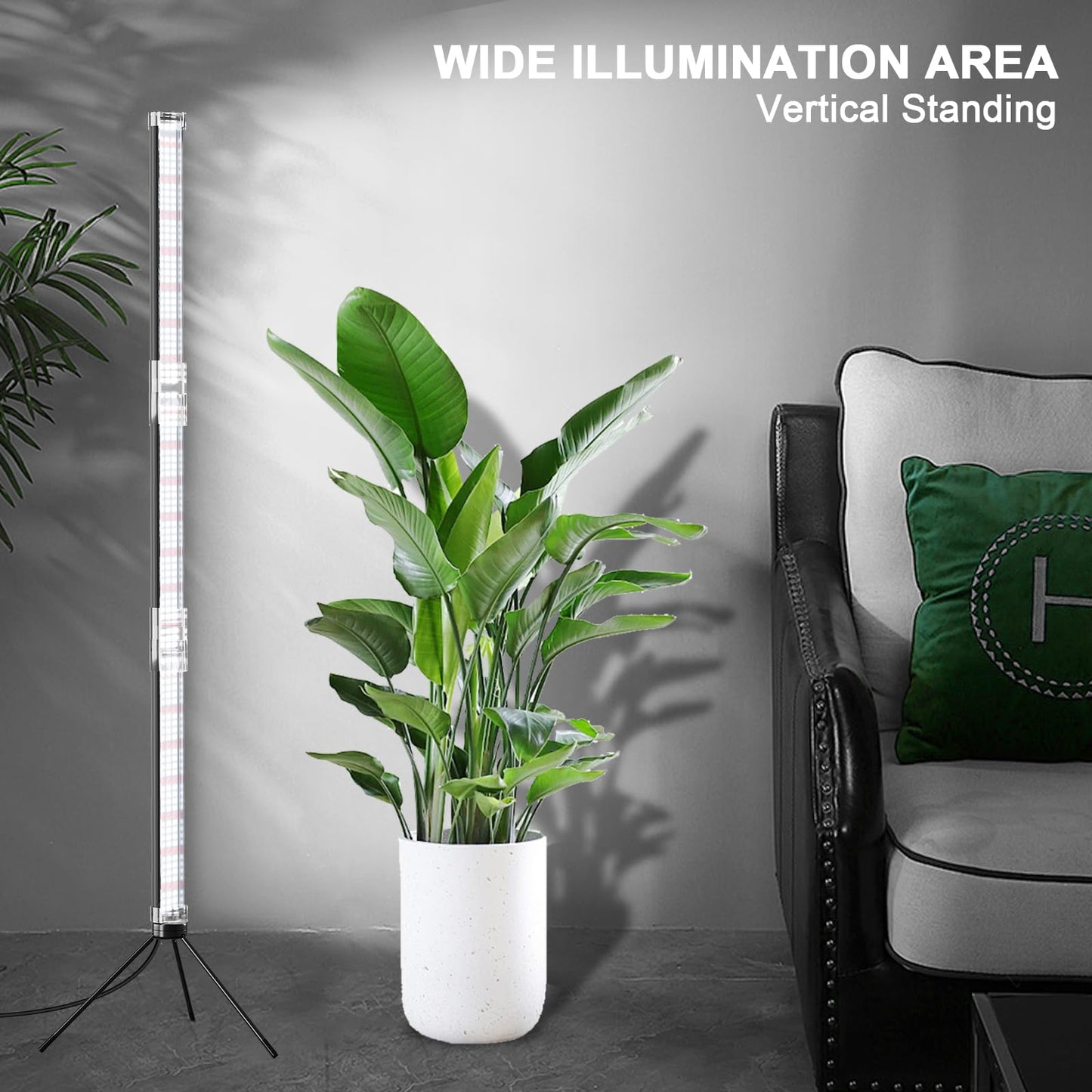 WeeLeeGoo Super-Bright 48" T10 Plant Lamp, 6000k Full Spectrum Standing Grow Light, 3 Modes & 5 Dimming Levels, Timer 4/8/12H,12V/3A High Power Output for Large & Tall Indoor Plants