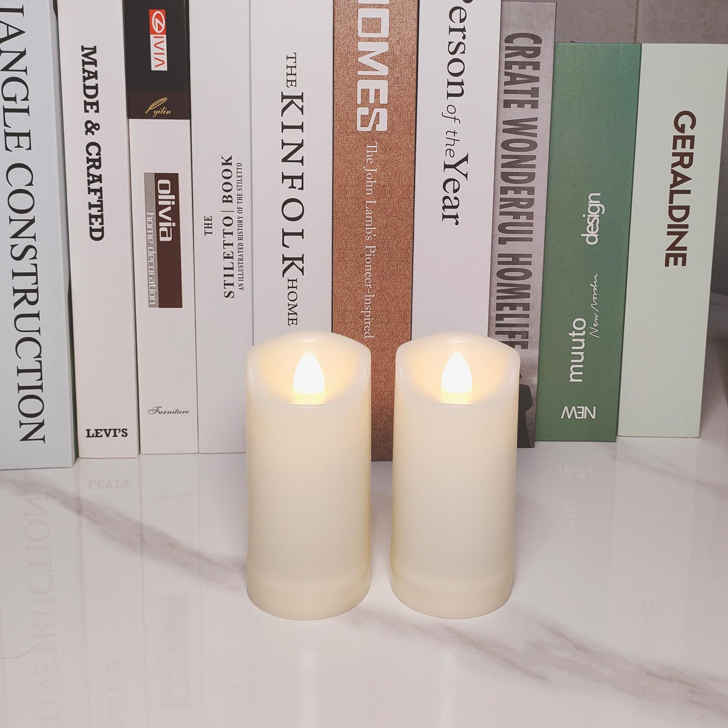 iZAN 2 Pack Flameless Battery Operated LED Pillar Candles with Remote Outdoor Waterproof Flickering Decorative Lights for Halloween Christmas Home Kitchen Décor Wedding Party Event Decorations 2”x4”