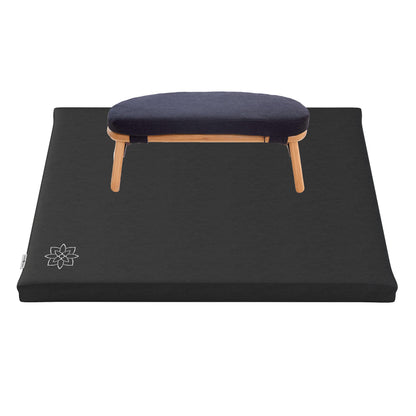 Mindful Modern Bamboo Bench and Zabuton Meditation Mat Bundle - Small Kneeling Meditation Bench with Locking Magnetic Hinges - Wooden Kneeling Ergonomic Bamboo Seiza and Mat for Meditation