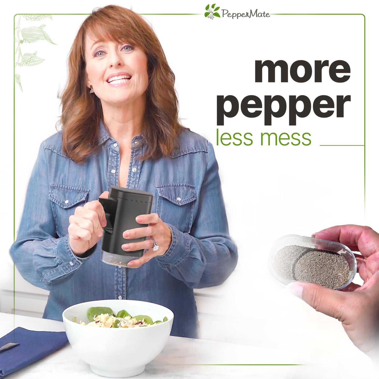 PepperMate Traditional Pepper Mill 723 - Turnkey High Volume Salt and Gourmet Peppercorn Grinder (White)