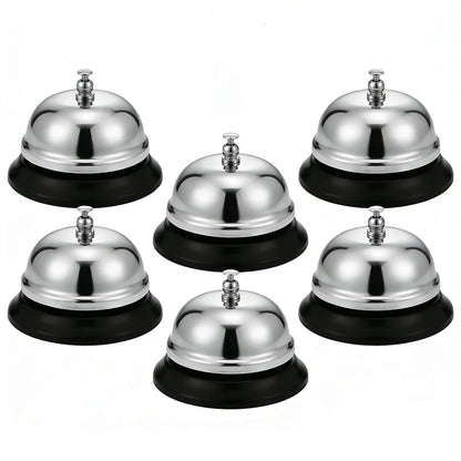Fasmov 6 Pack 3.4 Inch Chrome Service Call Bells, Loud Clear Ring Desk Bell for Hotels, Schools, Hospitals, Office, Customer Service, Warehouses & Reception Areas