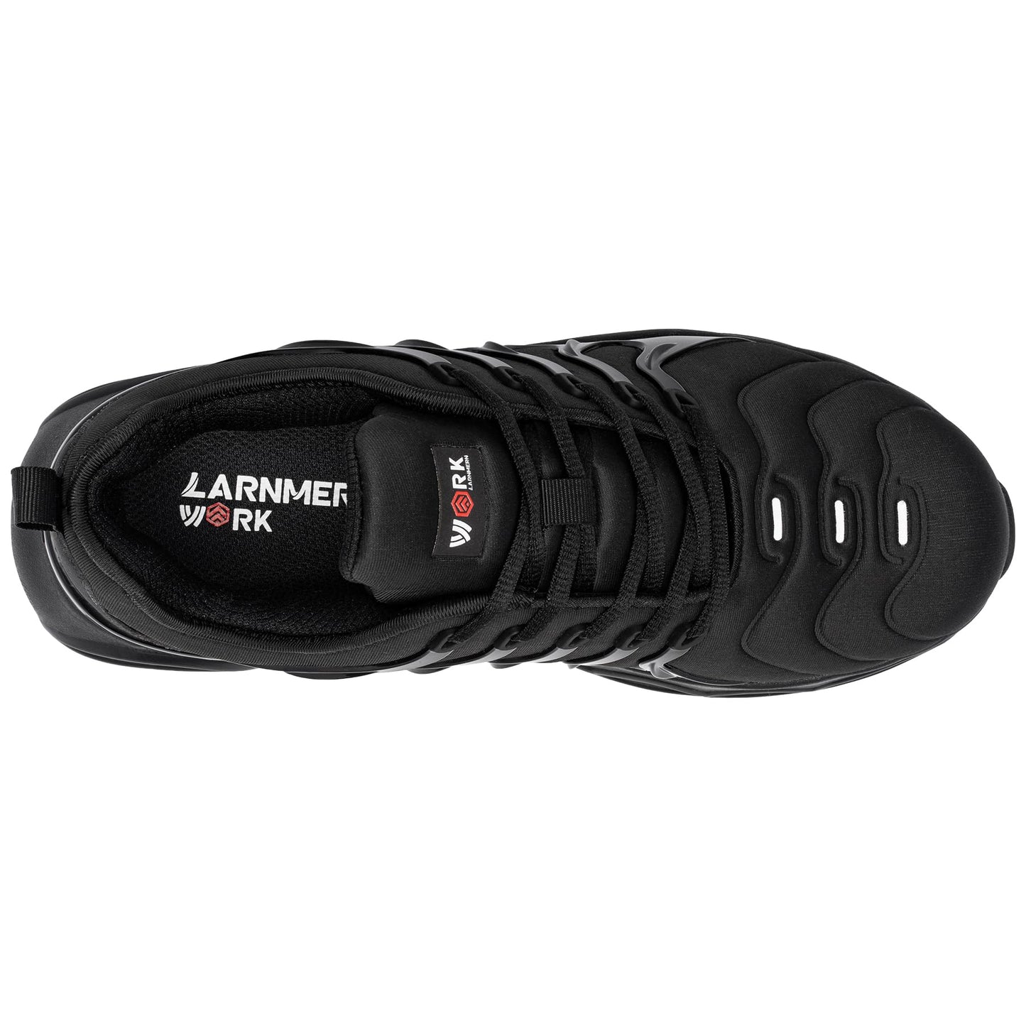 LARNMERN Steel Toe Cap Trainers Mens Safety Trainers Lightweight Safety Shoes Cushioning Fashion Breathable Comfortable Work Shoes (Black,9 UK)