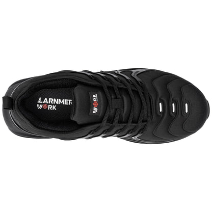 LARNMERN Steel Toe Cap Trainers Mens Safety Trainers Lightweight Safety Shoes Cushioning Fashion Breathable Comfortable Work Shoes (Black,9 UK)