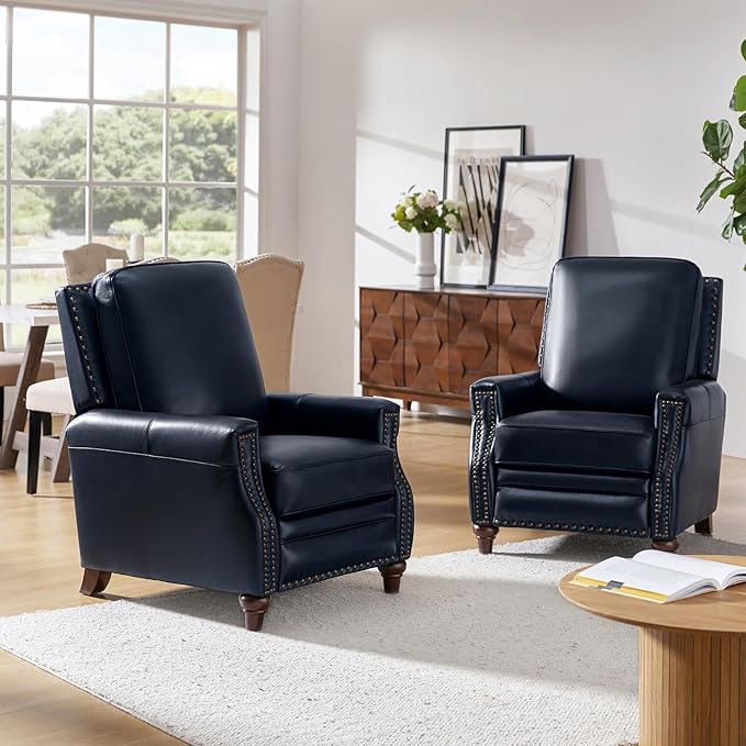 HULALA HOME Genuine Leather Manual Recliner Chair