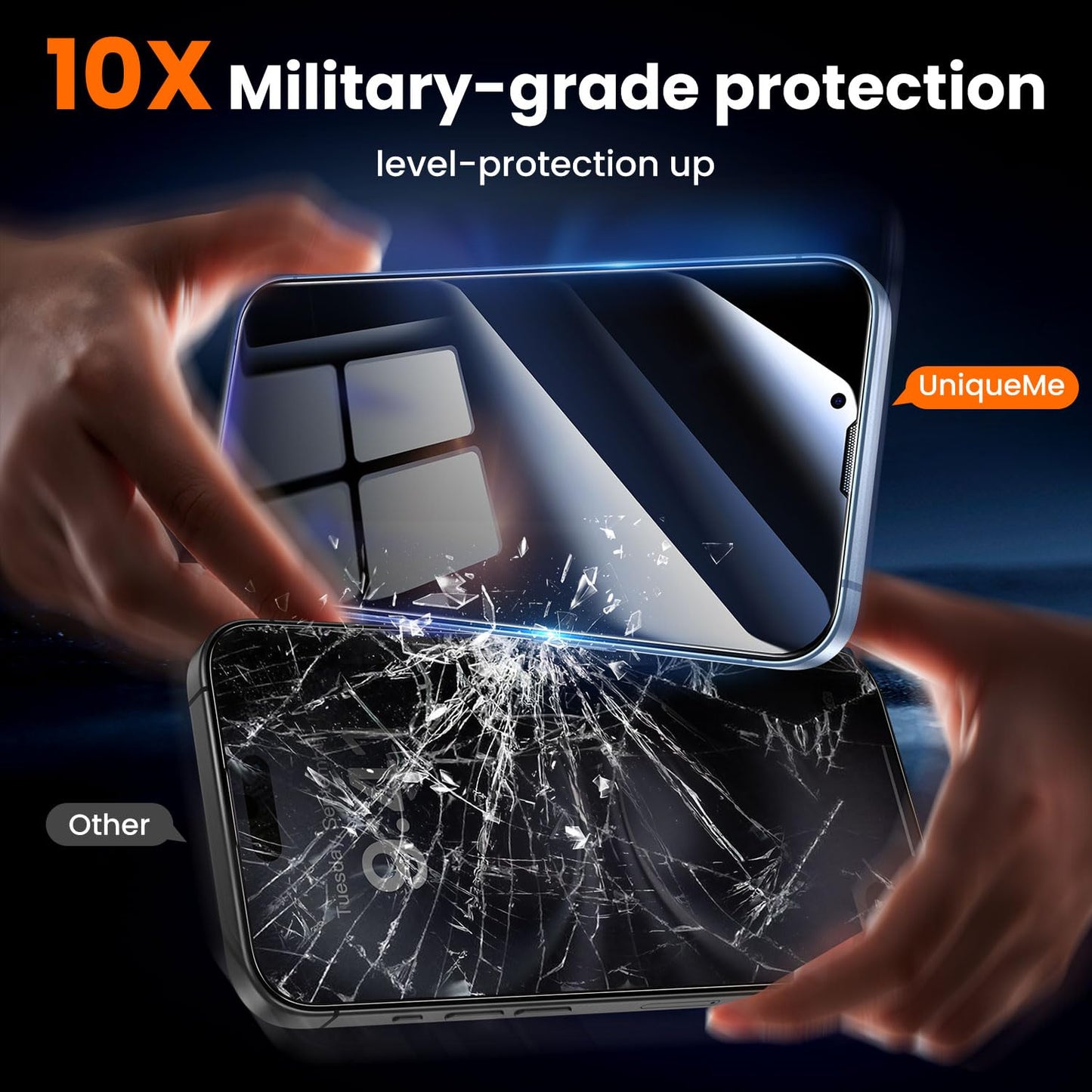 UniqueMe for iPhone 16 Pro Screen Protector - [Military Grade Shatterproof & 9H+ Hardness] Screen Protector 16 Pro Tempered Glass Full Coverage Protection, Easy Installation, 2 Packs