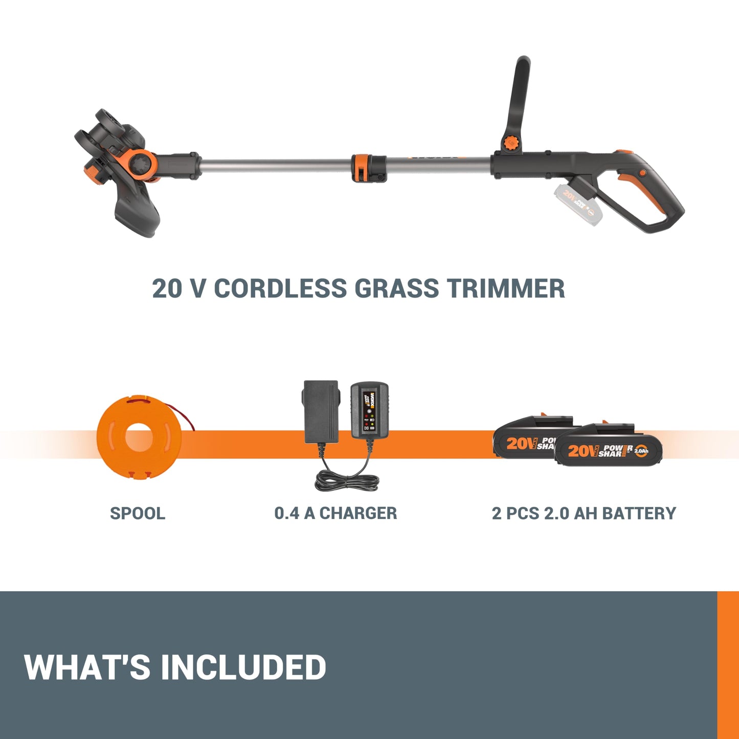 WORX WG163E 18V (20V MAX) Cordless Grass Trimmer With Command Feed And 2 Batteries Strimmer Line Strimmers Edge Cutter Black