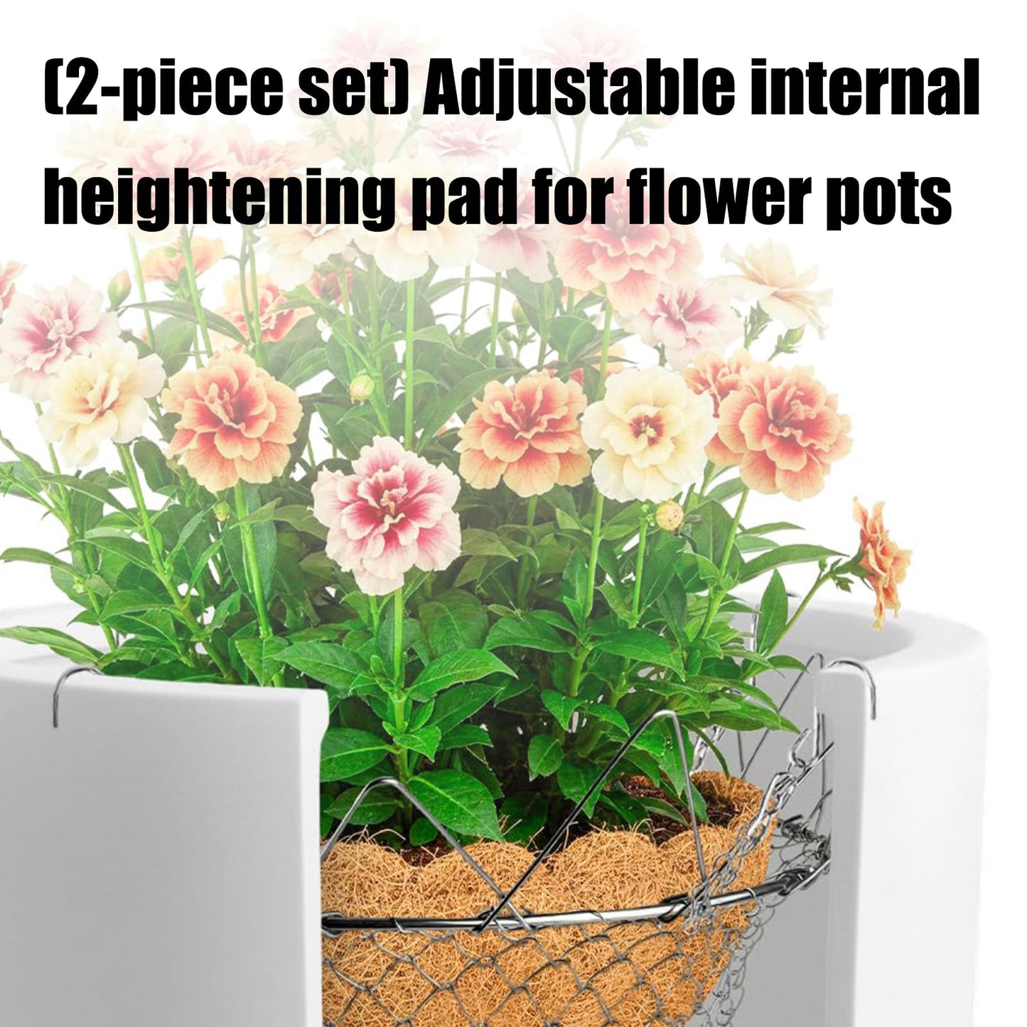 Obotsnoi 2 Pack Adjustable Planter Inserts for Large Receptacles with 12 to 18 Inch Opening Fit and Rust Build Outdoor Container Planner Stainless Steel Plant Elevator