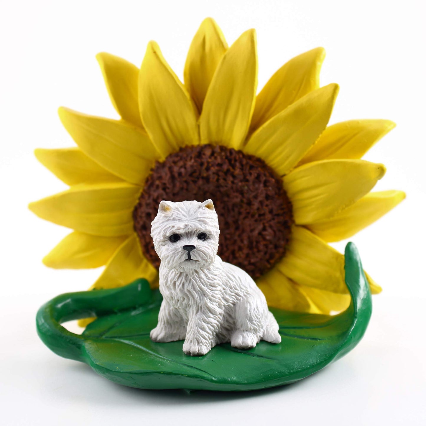 Conversation Concepts West Highland Terrier Figurine – Sunflower Statue Gift: Realistic Hand Painted Sculpture, Summer Nursery or Home Office Desk Decor, Spring Shower Present