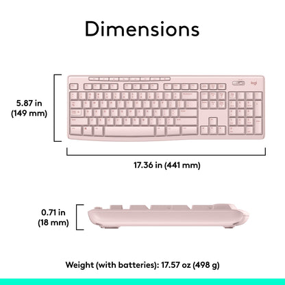Logitech MK270 Wireless Keyboard and Mouse Combo for Windows, 2.4 GHz, 8 Multimedia Keys, PC, Laptop, Wireless Keyboard Compact Mouse Combo - Black