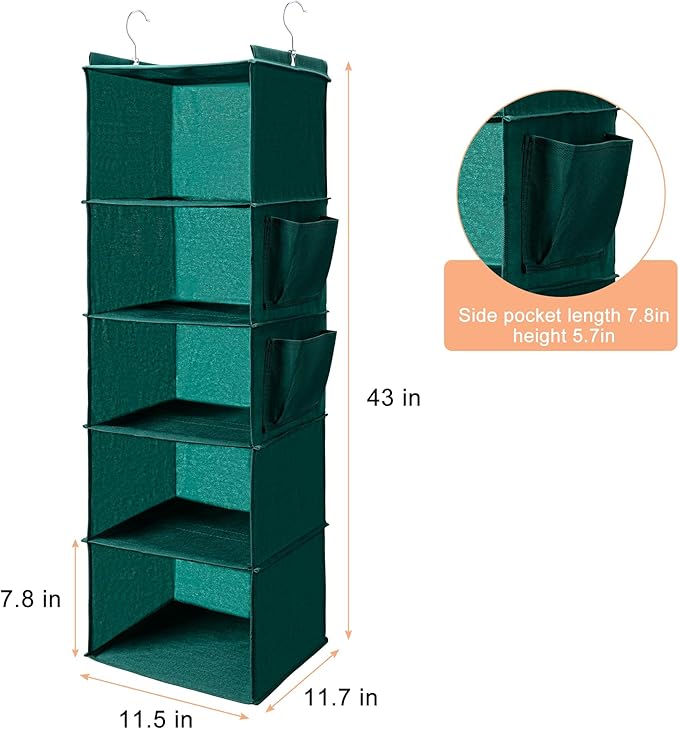BOOMIBOO Hanging Closet Organize and Shelves，5-Hanging Shelf