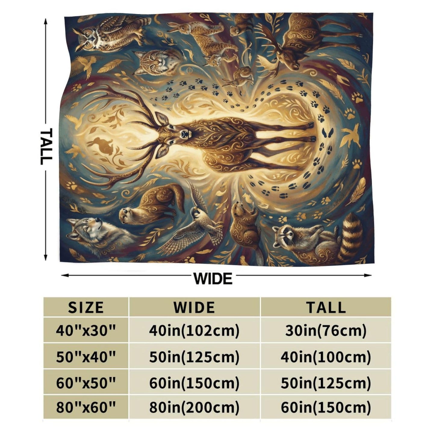 Gbuzozie Deer Owl Eagle Rabbit Wolf and Tiger Wild Animals Fleece Blanket Lightweight Elk Hunting Gifts Throw Blanket for Sofa Couch Bed Camping Travel - Super Soft Cozy Microfiber Blanket 60"X50"