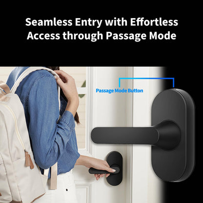 Aqara Smart Lock U300, Fingerprint Keyless Entry Door Lock with Handle, Matter Over Thread with Apple Home Keys, Touchscreen Keypad, Smart Lever Lock Supports Apple Home, Alexa, Google, IFTTT, Silver