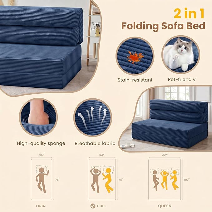 JUIKURY Folding Sofa Bed, Convertible Sleeper Chair