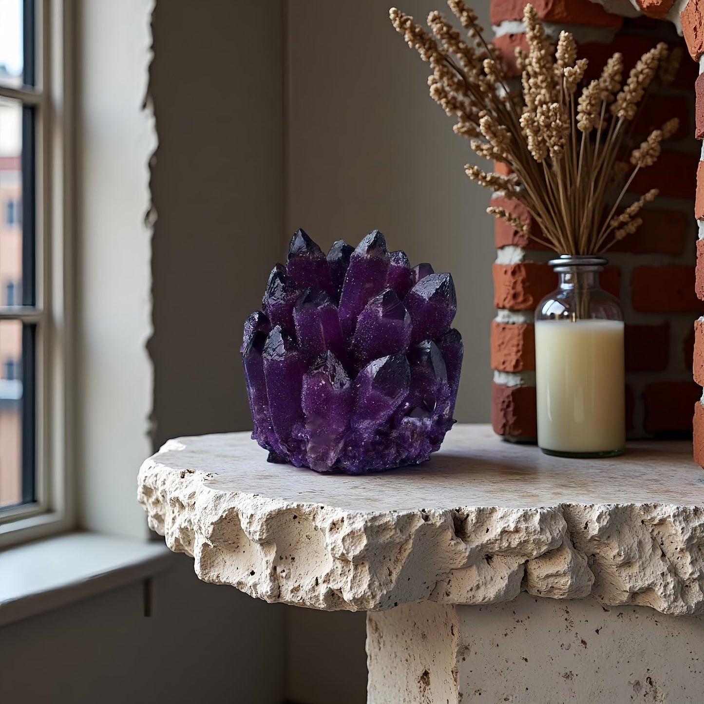 DUKIZA Large Amethyst Crystal Cluster，Real Crystals ，raw Crystal Cluster， Amethyst Stone ，Large Crystals Cluster for Home Decor
