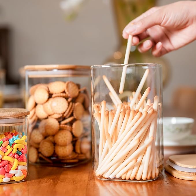 Glass Food Storage Jars 37 oz Set of 6, Glass Storage Containers Clear Glass