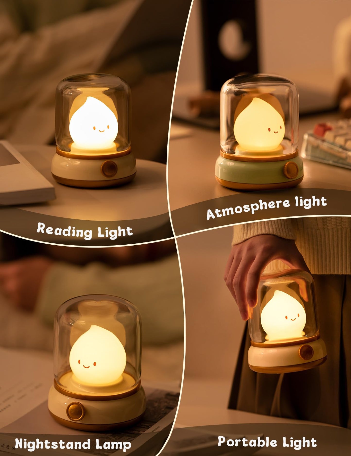 Cute Ghost Campfire Lamp, Halloween Decor,Kids Night Light，Adjustable Dimmable Rechargeable Night Light for Kids, Girls, Boys Gifts,Halloween,Christmas Decorations