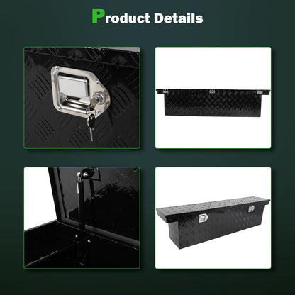 SCITOO 60" Aluminum Diamond Plate Truck Bed Tool Box,Heavy Duty Crossover Storage for Most Full Size Pickups,Lockable Weatherproof Chest,Fits 60"WX14"DX14"H Truck Beds,Easy Access to Load and Unload