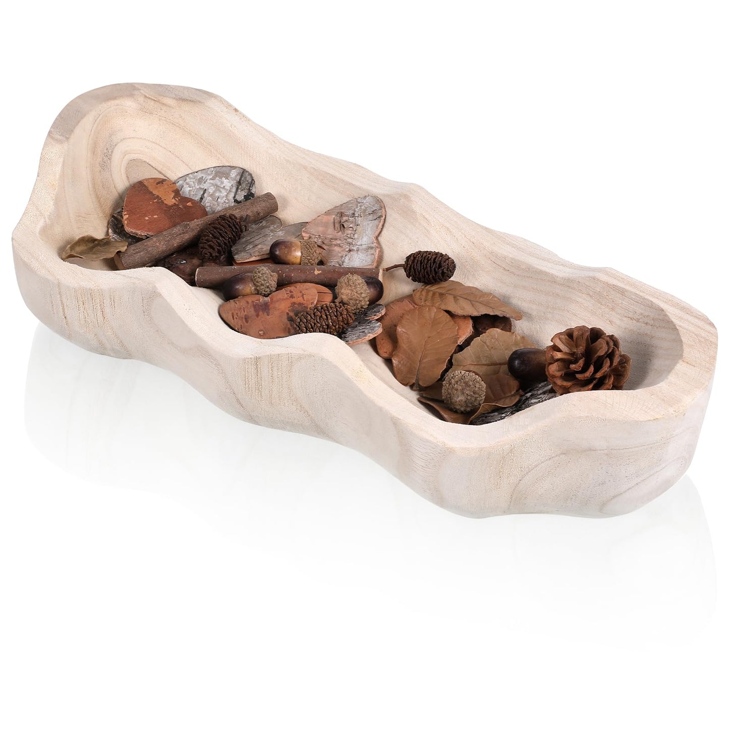 Exircy Wavy Live Edge Dough Bowl, 16 Inch Handmade Wooden Fruit Bowls Decorative Bread Bowls Wood Hand Carved Wooden Coffee Table Bowl for Farmhouse Home Kitchen Decoration