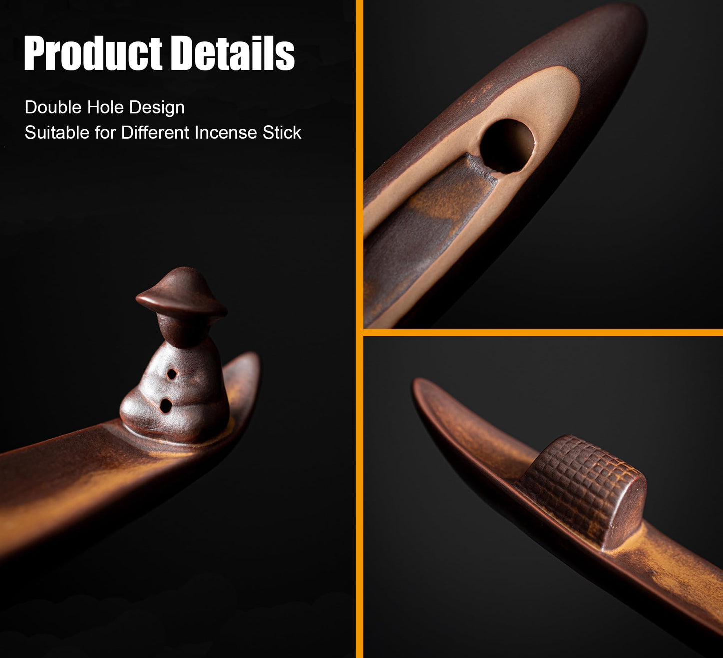 LamChyar Incense Stick Holder, Incense Holder for Insence Sticks, Tray for Incense Ash, Ceramic Crafts, Chinese Classical Boat Design, Home Décor, Best for Meditation, Yoga, Home, Office