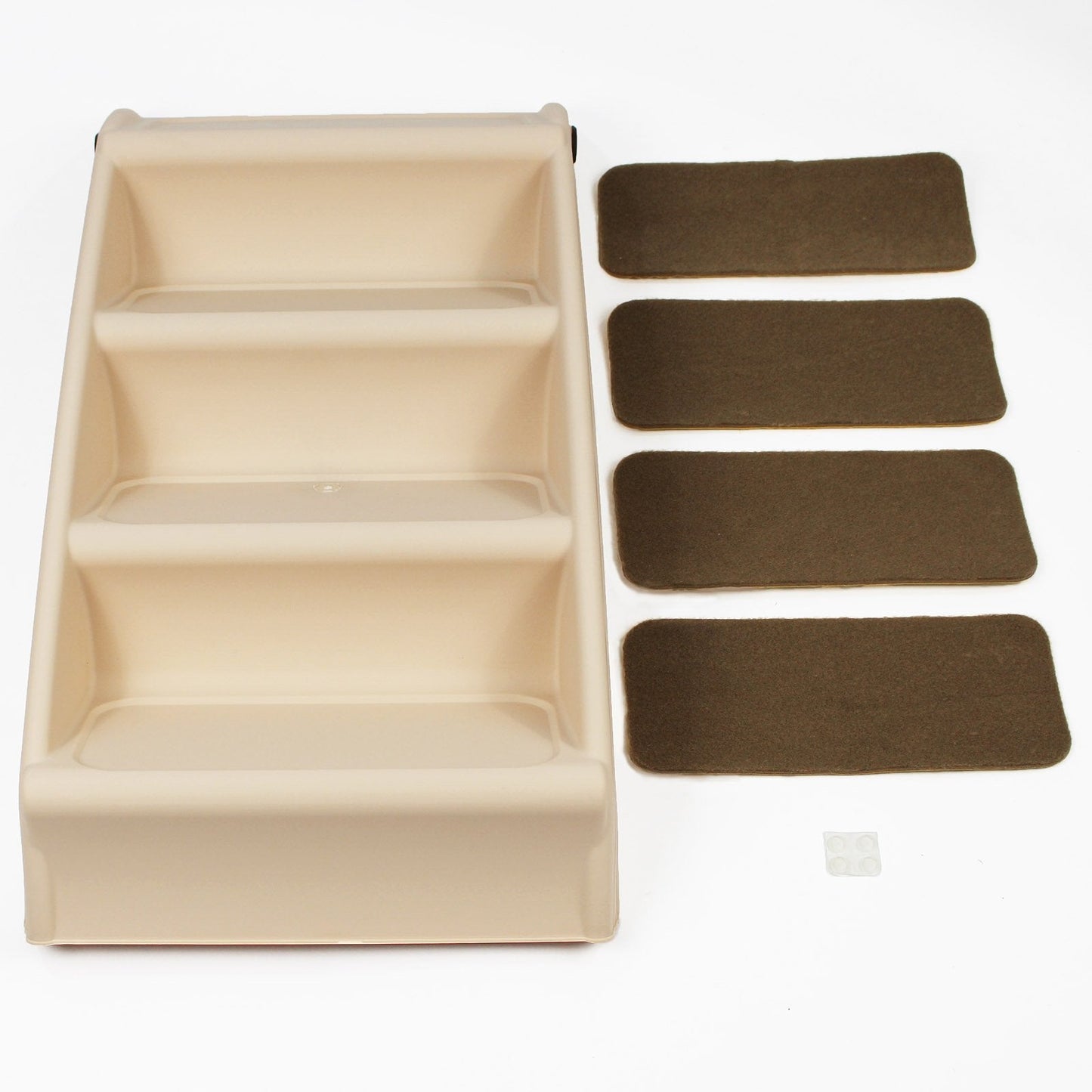 Plastic Foldable Dog Pet Stairs with Carpet Treads, Beige, 38cm x 47cm x 60cm