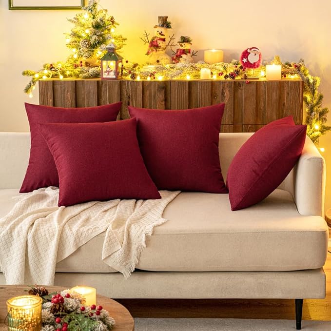 MIULEE Pack of 2 Decorative Outdoor Solid Waterproof Throw Pillow Covers Faux