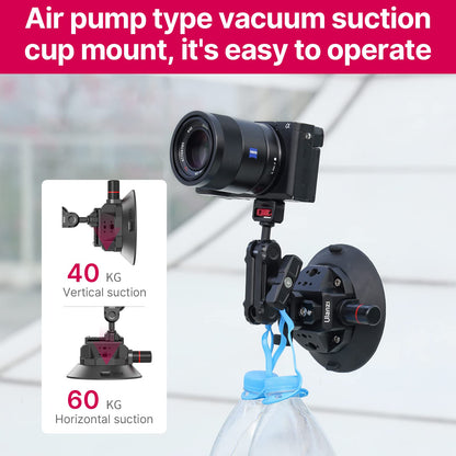ULANZI SC-02 Suction Mount 4.5'', Magic Arm Bracket for DSLR Cameras Action Camera Video Shooting Filming, Compatible with DJI OSMO Pocket 3 Pocket 4/Insta 360 x5/OSMO 360/Sony/Xtra Action Cameras