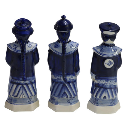 SYNWISH Hand Painted Antique Blue and White Porcelain Figurines Qing Dynasty Ceramic Chinese Emperor Statue Traditional Home Decor Table Accessory (Small - Qianlong)