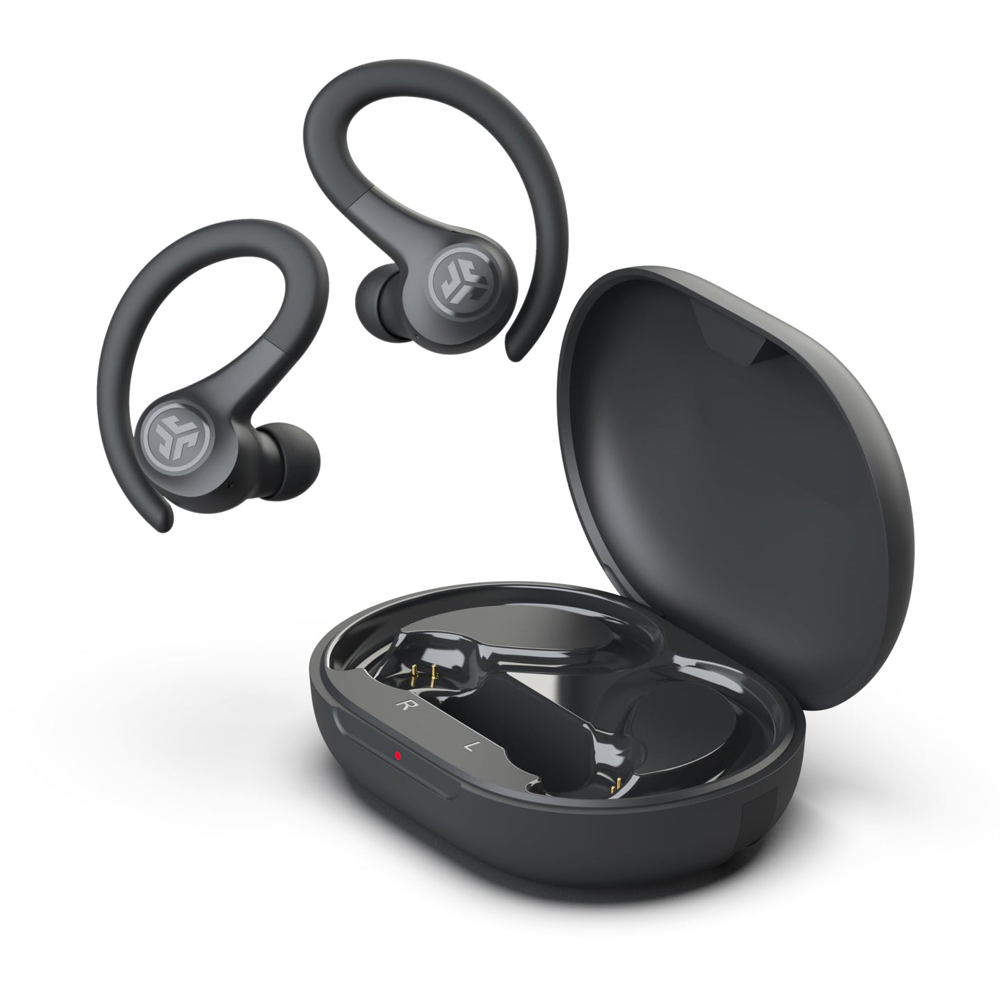 JLab Go Air Sport+ Running Headphones - True Wireless Headphones Bluetooth, Hook Over Ear Earbuds for Sports & Gym, 35+ H Playtime In Ear Buds, IP55 Sweat-Resistant, Be Aware Mode, Graphite