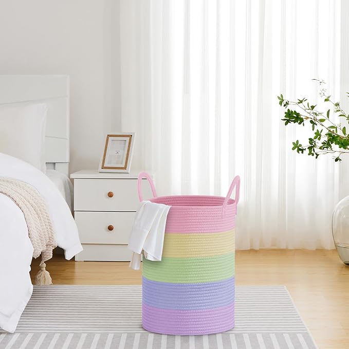 VIPOSCO Large Laundry Hamper, Tall Woven Rope Storage Basket