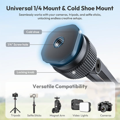 ULANZI MA07 Magnetic Phone Tripod Mount for Magsafe, Aluminum Camera Phone Mount with 1/4" Screw, Cold Shoe Magnetic Tripod for Camera, Copatibale with iPhone 17/16/15/14/13/12 Series