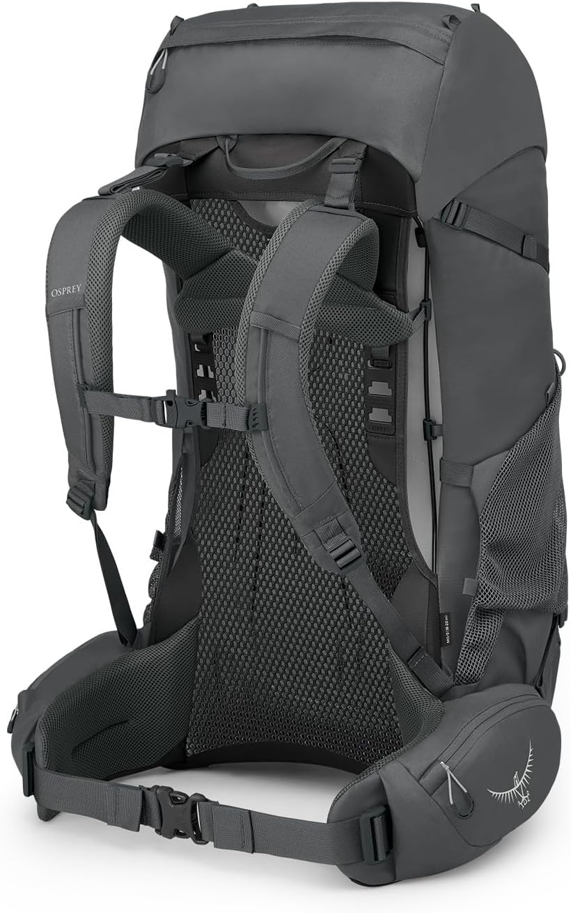 Osprey Rook 65L Men's Backpacking Backpack, Dark Charcoal/Silver Lining