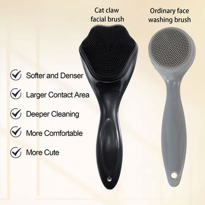 2 Pack Silicone Face Scrubber Exfoliating Brush, Manual Handheld Facial Cleansing Brush Blackhead Scrubber, Soft Bristles Waterproof for Face Skincare (Round-Pink)