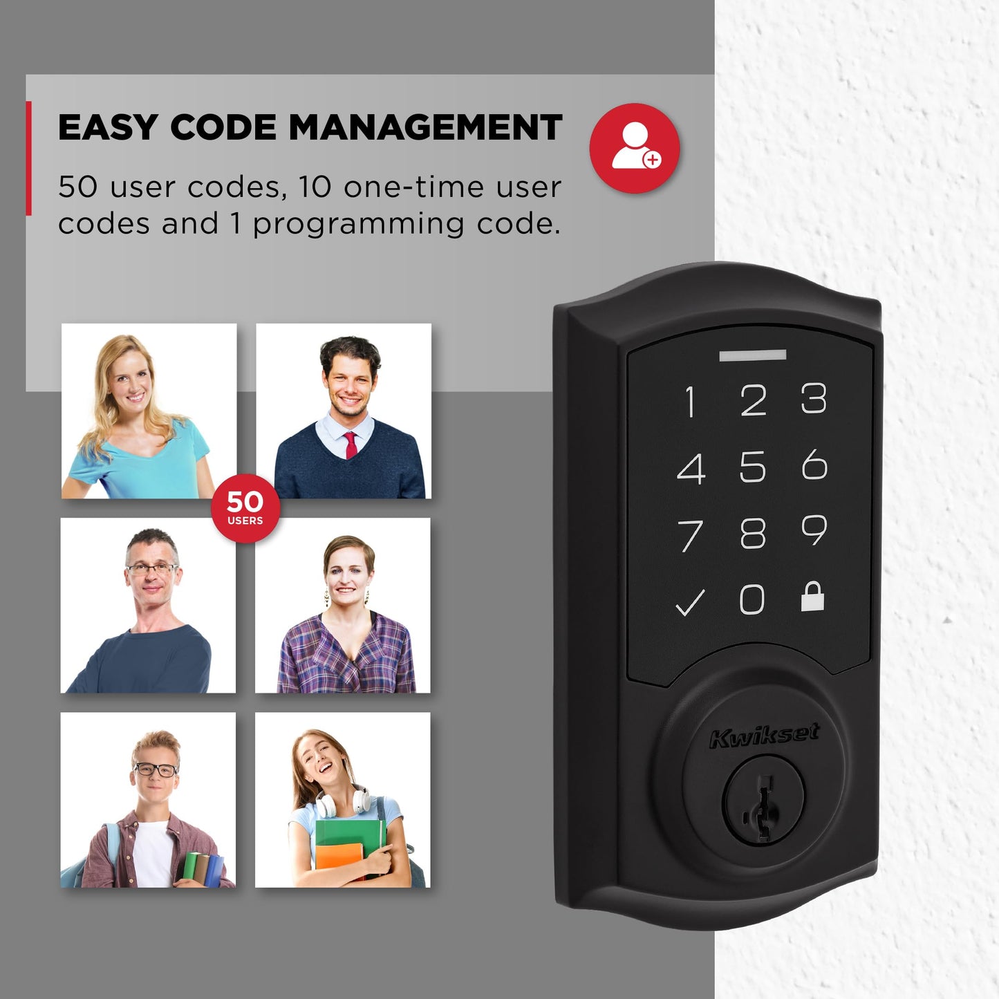 Kwikset SmartCode 270 Keyless Entry Electronic Touchpad Deadbolt Door Lock with Auto-Lock, Custom User Codes, Advanced Security in Satin Nickel Traditional