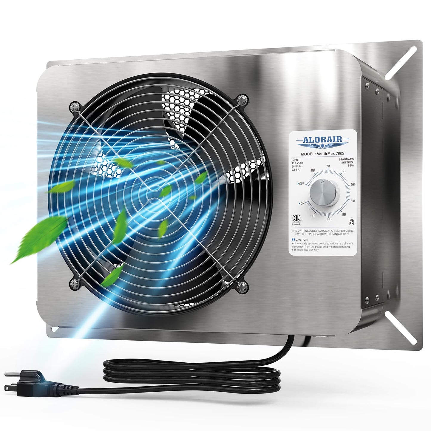 ALORAIR 780CFM Crawlspace Ventilation Fan with Humidistat, IP55 Rated Basement Stainless Steel Exhaust Fan, Built-In Isolation Net 8.1 Inch Foundation Vent Fan for Crawl Space, Garage, Attic,Grow Tent